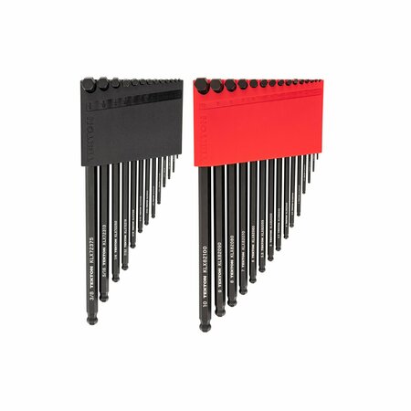 TEKTON Ball End Hex L-Key Set with Holder, 28-Piece 0.050-3/8 in., 1.3-10 mm KLX91302